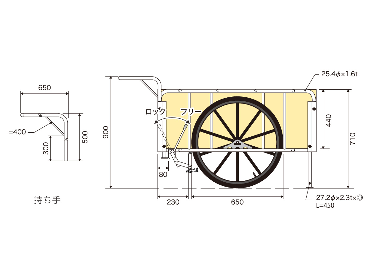 「段輪車」の製品詳細／側面