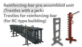 Reinforcing-bar pre-assembled unit (Trestles with a jark)
